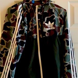 Camo adidas wind breaker zip up hoodie used 2x